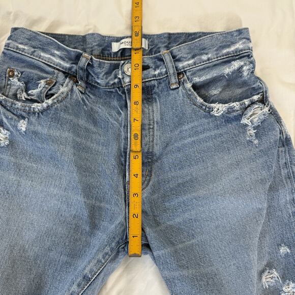 Moussy Cut Off Shorts Size 27 Blue Denim High Rise Button Fly Inseam 9” Japan - Picture 12 of 13